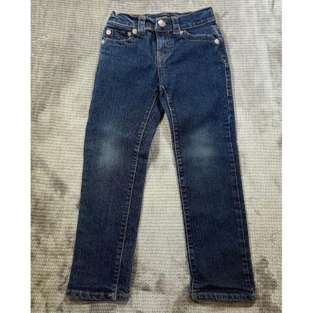 True Religion Geno Relaxed Slim Boys Jeans Size 6 Dark Wash Stretch Denim 22X20